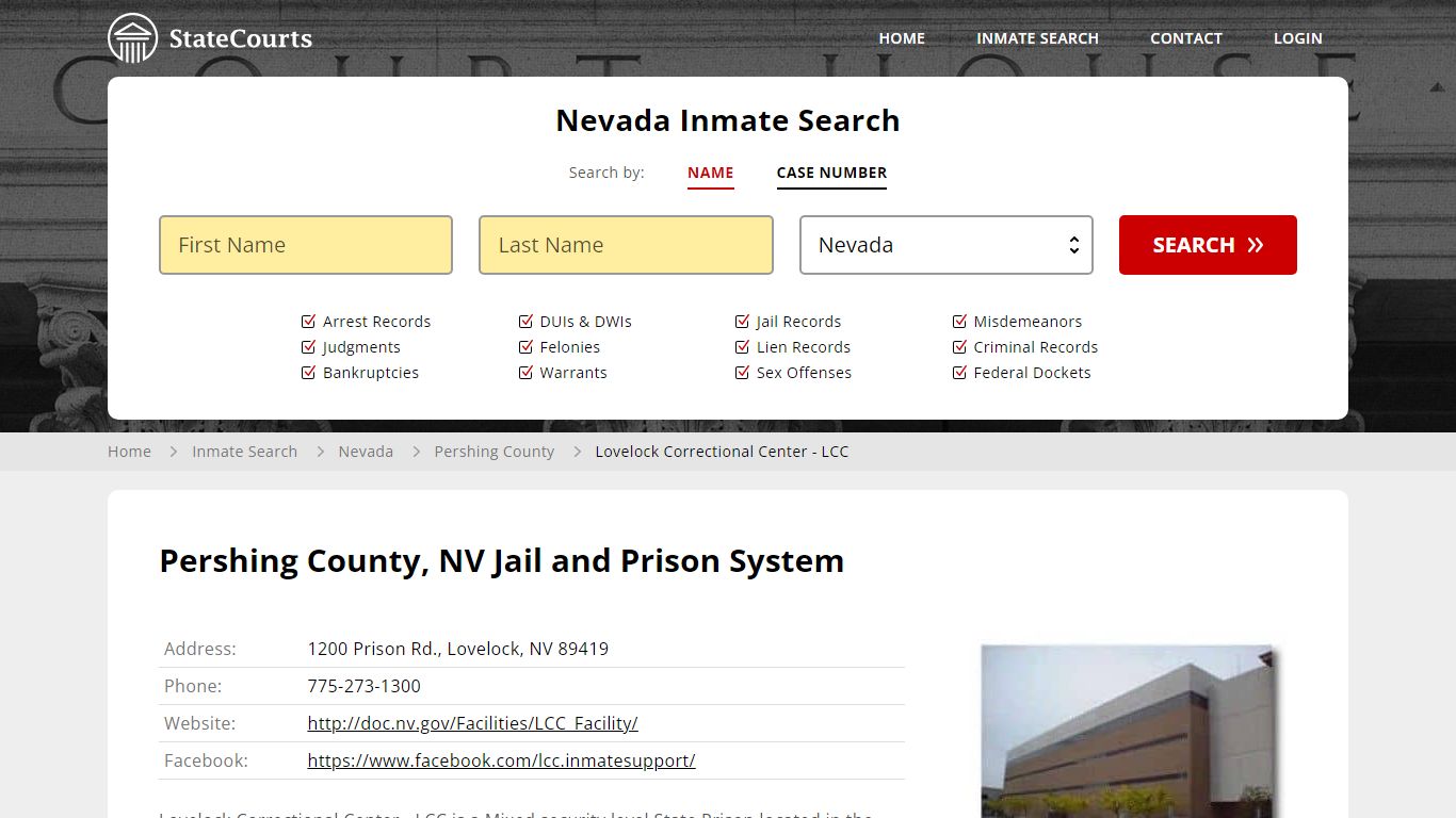 Lovelock Correctional Center - LCC Inmate Records Search, Nevada ...