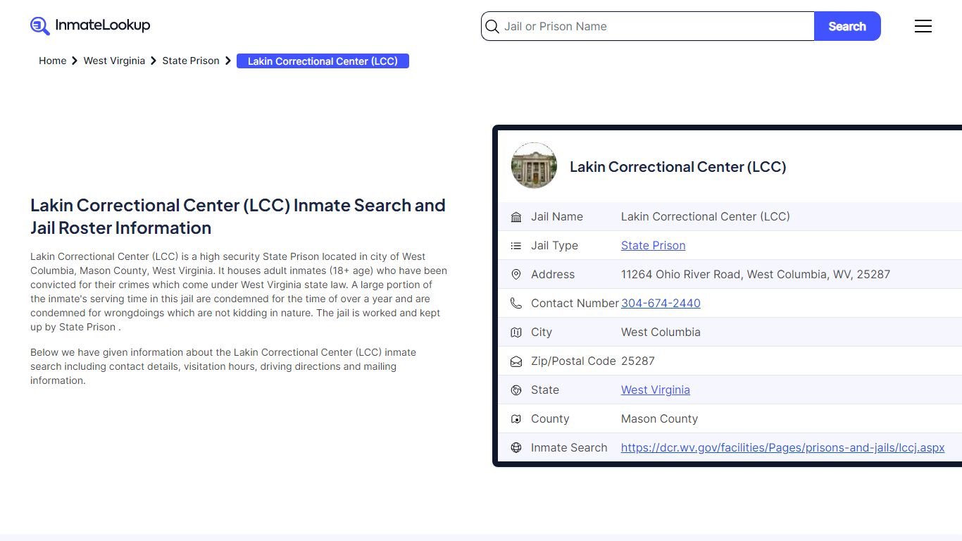 Lakin Correctional Center (LCC) Inmate Search, Jail ... - Inmate Lookup